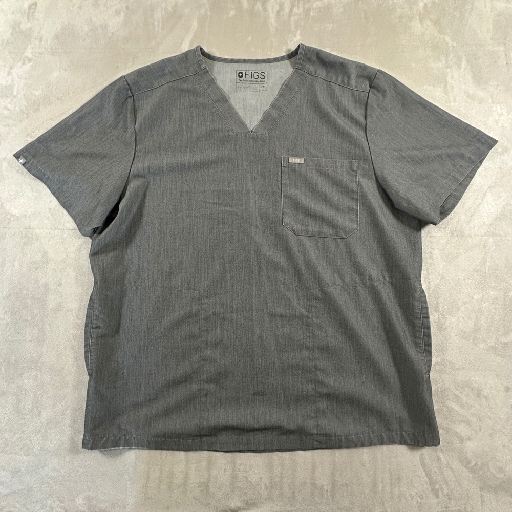 FIGS Scrub Top Mens XXL Gray Leon V-Neck Technical Collection TM3000